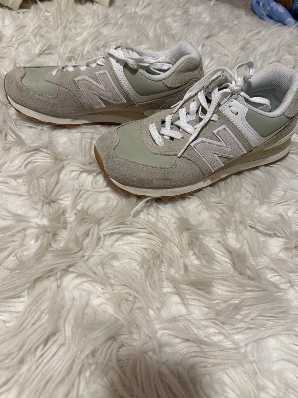 New Balance Women's Pale Green and Gray Low-Top Sneakers